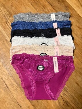 Mamia Lace Bikini Panty 6-Pack in Magenta, Beige, White, Black, Blue, Gray